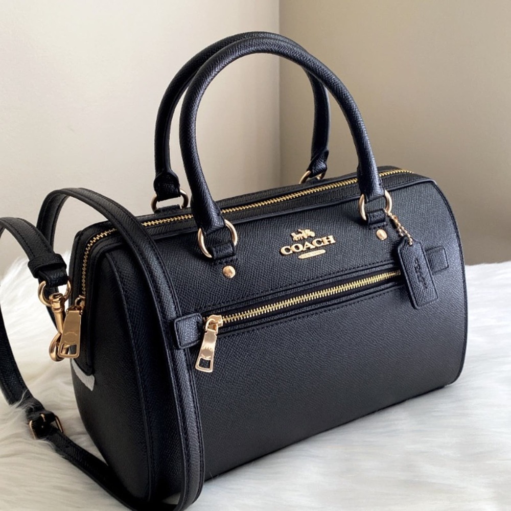 NWT Coach Rowan Satchel/ Black / Leather-Gold - Picture 8 of 13